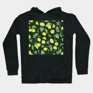 lemons on dark green Hoodie